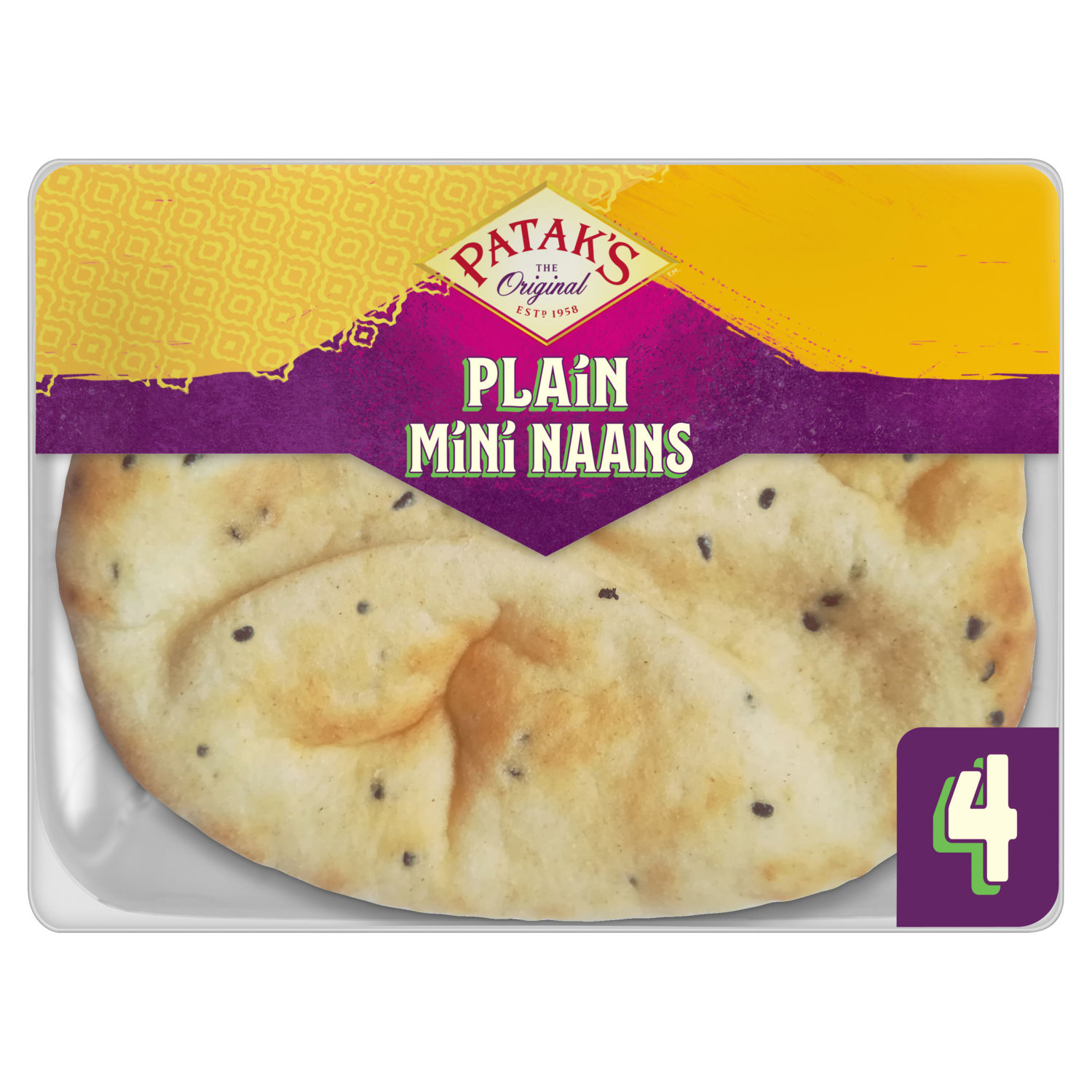 Patak's Plain Mini Naan Breads Pack of 4