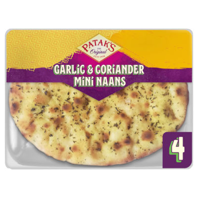 Pataks Flame Baked Mini Naans - Garlic & Coriander 4 Pack