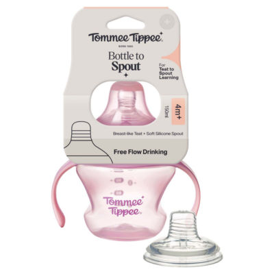 Tommee Tippee 1x Bottle to Spout Cup, Easy-Grip, 4 Months+, Assorted Colours