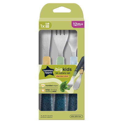 Tommee Tippee Stainless Steel First Cutlery Set, Rounded Edges, 12m+