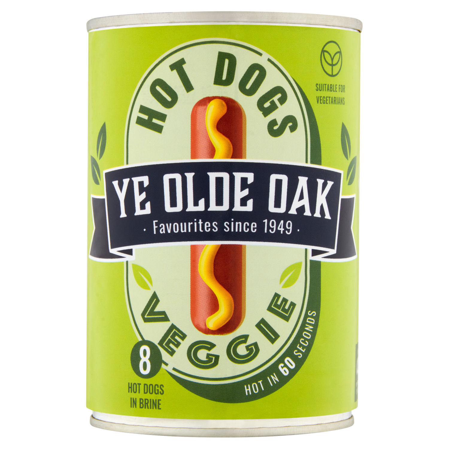 Ye Olde Oak 8 Veggie Hot Dogs in Brine Vegetarian Hot Dogs 400g