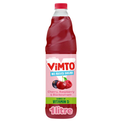 Vimto Squash Cherry, Raspberry & Blackcurrant No Added Sugar 1L