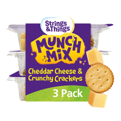 Strings & Things Munch Mix Cheddar Cheese & Crunchy Crackers 90g (3 x ...