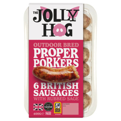 Proper Porker Sausages with Rubbed Sage x 6, 400g | British & Outdoor Bred