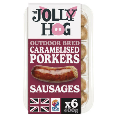 The Jolly Hog 6 British Pork Sausages with Caramelised Red Onions 400g