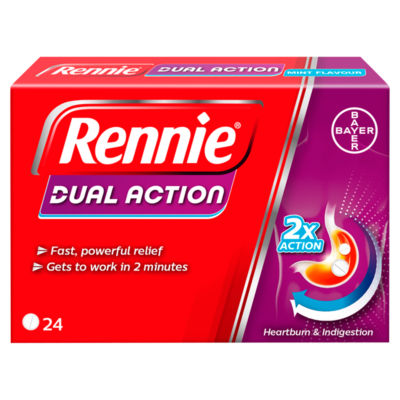 Rennie Dual Action 24 Chewable Tablets