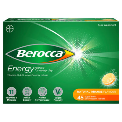 Berocca Natural Orange Vitamin and Mineral Effervescent Energy Tablets 45s