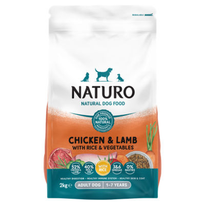 Natural Dog Food Chicken & Lamb with Rice and Vegetables Adult Dog 1-7 Years 2kg