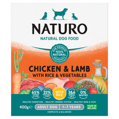 Naturo Adult Chicken Lamb Rice Vegetable Dog Food Tray 400G