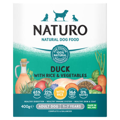 Naturo Adult Duck & Rice Vegetable Dog Food Tray 400G