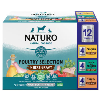 Naturo Adult Dog Grain & Gluten Free Poultry Selection in Herb Gravy 12 x 100g