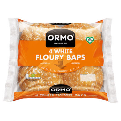 ORMO White Floury Baps 4 Pack