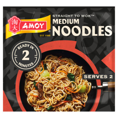 Amoy Straight To Wok Medium Noodles 2 X 150G (300G)