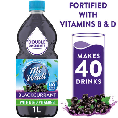 MiWadi No Added Sugar Double Concentrate Blackcurrant 1Ltr