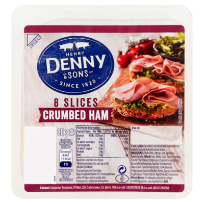 DENNY 8 Slices Crumbed Ham 90g