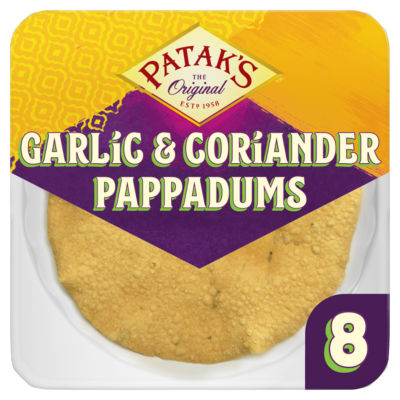 Garlic & Coriander Pappadums x 8