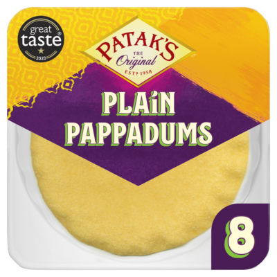 Patak's Plain Pappadums Ready-to-Eat Poppadums 64g