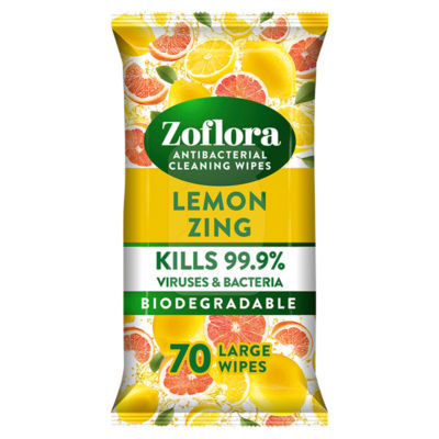 Zoflora 70 Large Lemon Zing Antibacterial Multi-Surface Cleaning Wipes