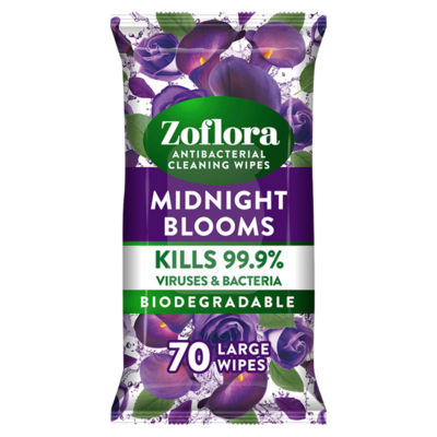 Zoflora antibacterial multi surface cleaning wipes Midnight Blooms 70 sheets