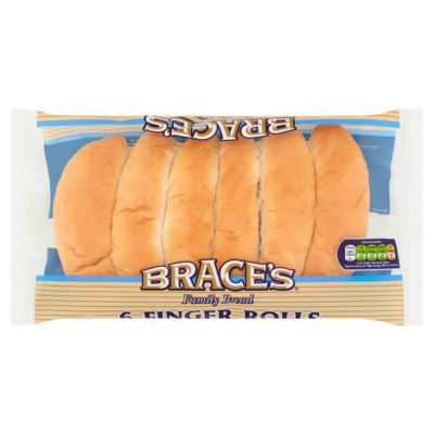 Braces Brace's Family Bread White Finger Rolls 6 Pack