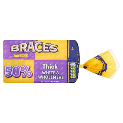 Braces Luxury White & Wholemeal Thick Sliced Bread 800g