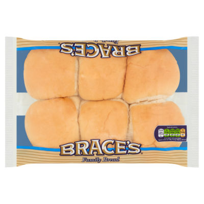 Braces Family Bread Soft White Baps 6 Pack
