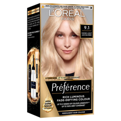 L'oreal Preference Preference 9.1 Viking Light Ash Blonde: Long-Lasting, Luminous Permanent Hair Colour.