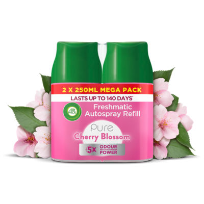 Air Wick Pure Cherry Blossom Freshmatic Autospray refill 2x250ml Lasts for up to 140 days