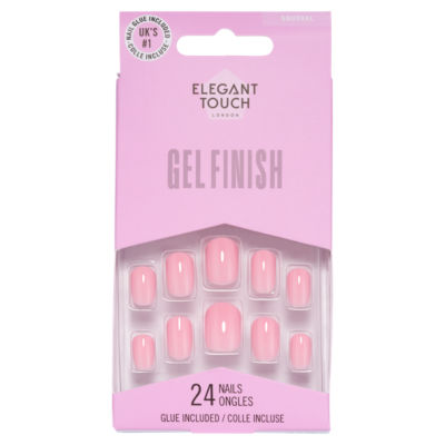 Elegant Touch Gel Finish Squoval False Nails Perfect Pink