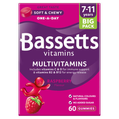 Bassetts Multivitamin Raspberry Gummies 7-11 Years 60s