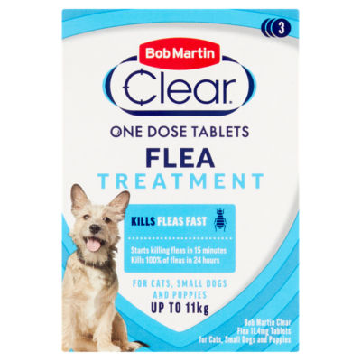 Bob Martin Clear Flea 11.4mg Tablets for Cats, Small Dogs and Puppies Treatment 3 Tablets