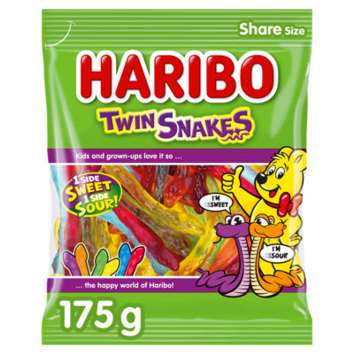 Haribo Twin Snakes Fruit Flavour Gum 175G