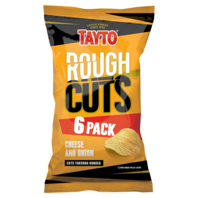 Tayto Rough Cuts Cheese & Onion Flavour Ridged Potato Crisps 6 x 25g