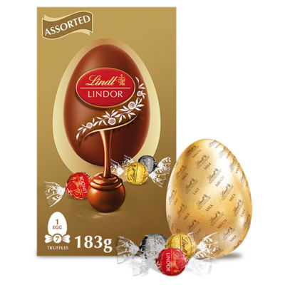 Lindt Lindor Milk Chocolate Egg with Lindor Assorted Truffles 183g