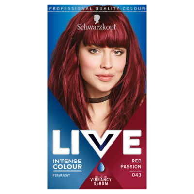 Schwarzkopf live intense colour permanent red hair dye 043 red passion