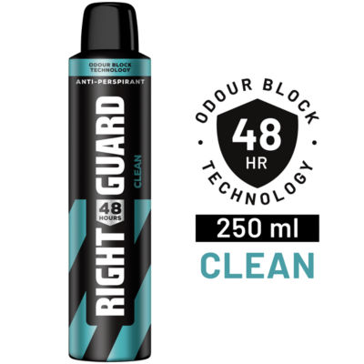 Right Guard Men 48h Clean Antiperspirant Deodorant, 250ml