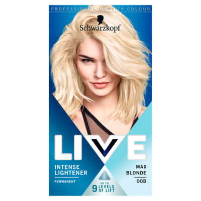 Schwarzkopf live intense lightener permanent blonde hair dye 00b max blonde