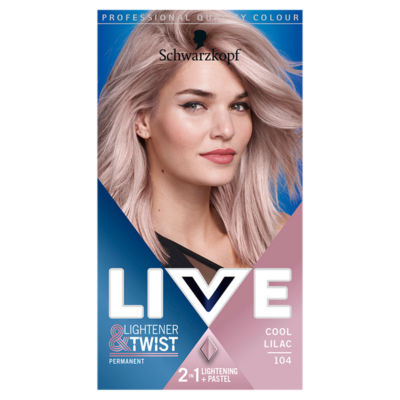 Schwarzkopf LIVE Lightner & Twist Cool Lilac Permanent Hair Dye and Lightener Kit 104