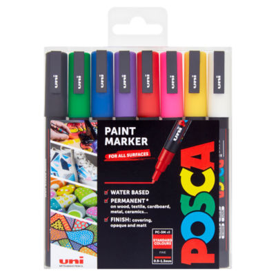 Set of 8 Paint Markers Standard Colours POSCA PC-3M All Surfaces Matt 0.9-1.3mm - Image 13
