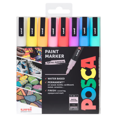Posca PC-3M Paint Marker Assorted Pastel Colours (Pack 8) - 238212174