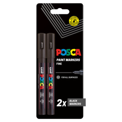 Uni Posca Paint Black Markers pack of 2