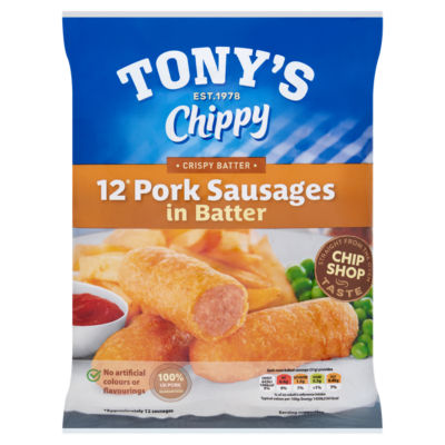 Tony s Chippy 12 Pork Sausages In Batter 460g ASDA Groceries