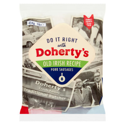 Dohertys 8 Old Irish Recipe Pork Sausages 454g
