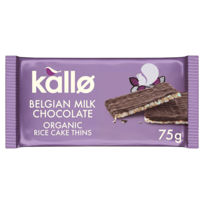 Kallo Belgian Dark Chocolate Organic Rice Cake Thins 75g