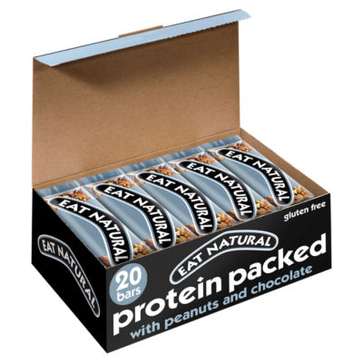 Eat Natural Crunchy Nut Bars Protein Packed with Peanuts and Chocolate 20 x 45g