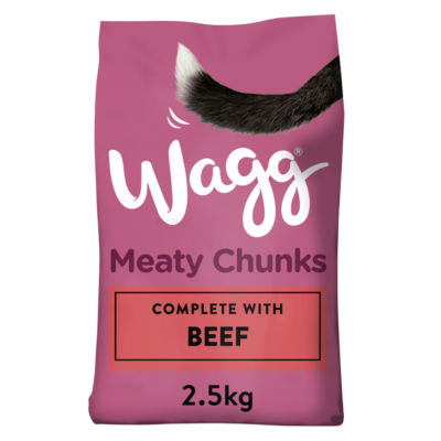 Wagg moist meaty chunks beef dry adult dog food