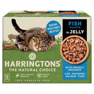 Harringtons Wet Cat Food Pouches Fish in Jelly 12x85g