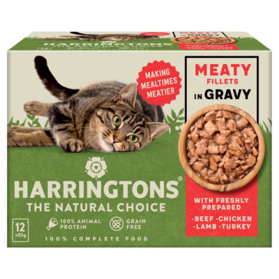 Harringtons Wet Cat Food Pouches Meat in Gravy 12x85g