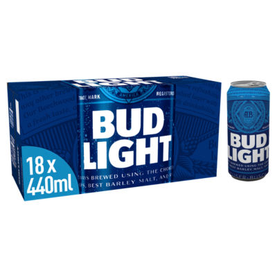Bud Light Lager Beer Cans 18x440ml