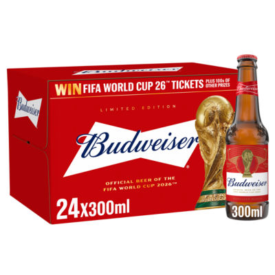 Budweiser Lager Beer Bottles 24x300ml
